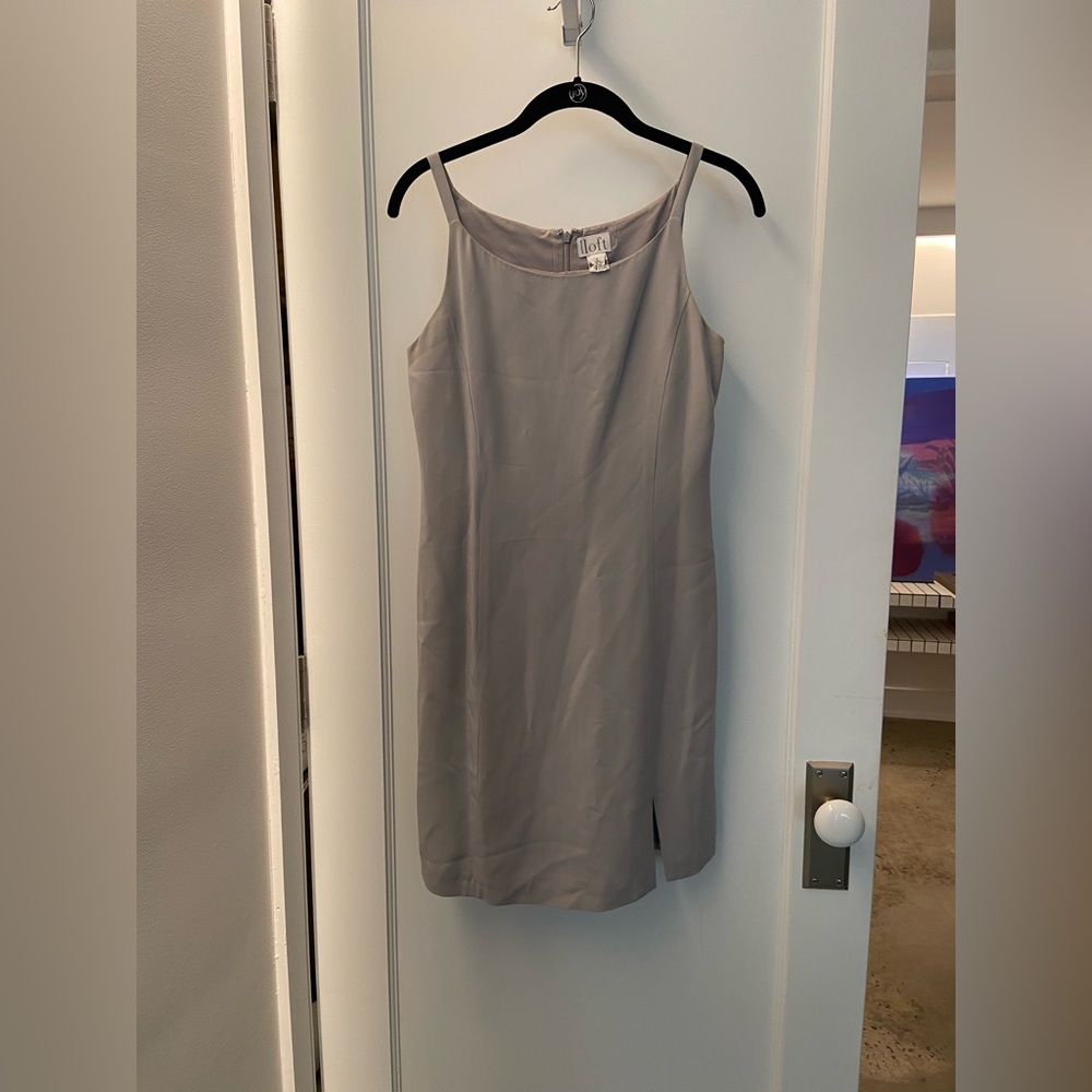 LOFT ann taylor baby blue silk shift dress 90s perfection